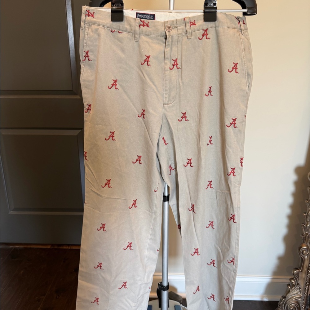 Men’s Pennington & Bailes Alabama Crimson Tide Khaki Pants Allover Red “A”Logo